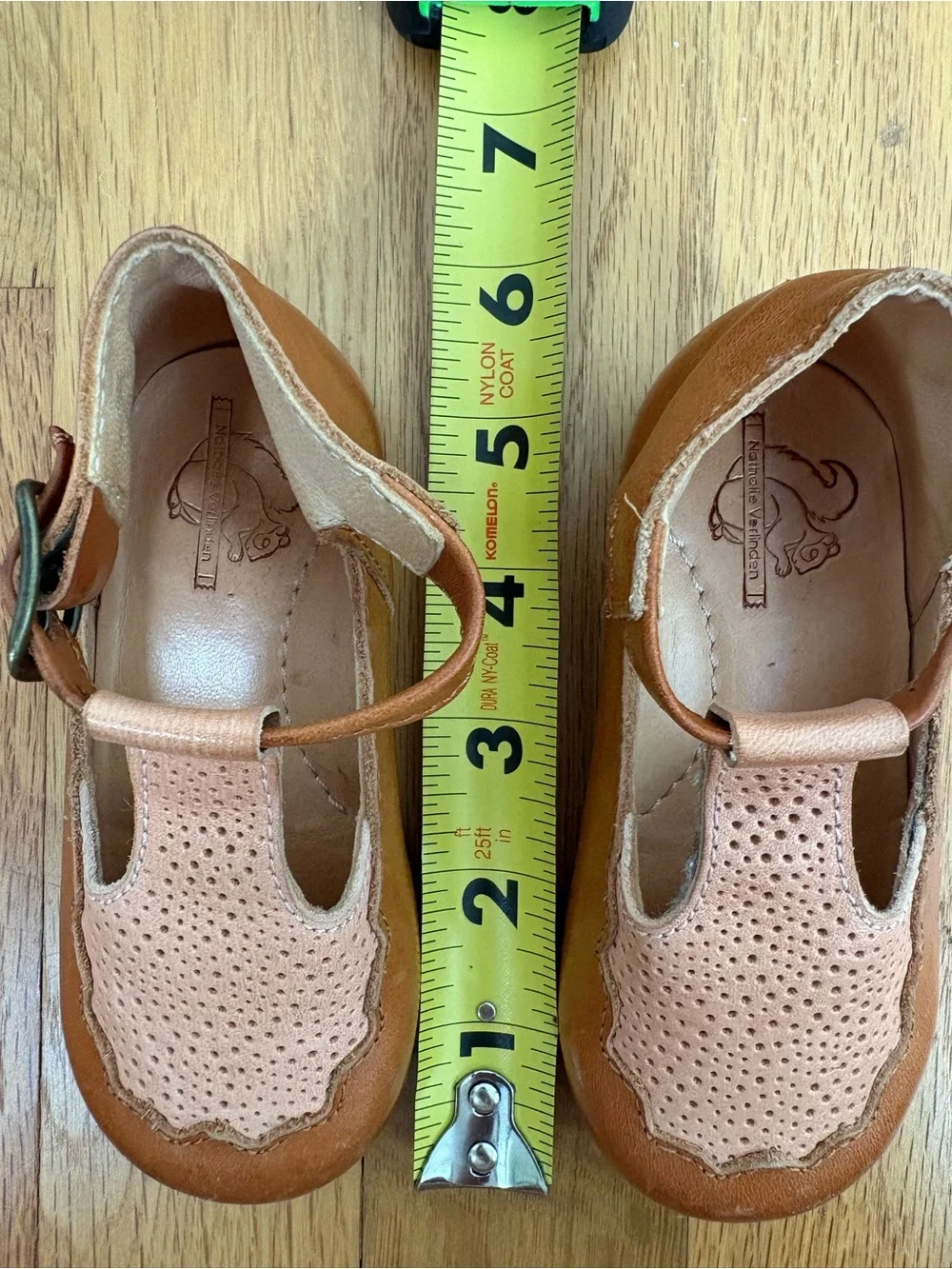 Girls' T-Strap Dress Shoes in Tan & Blush by Nathalie Verlinden